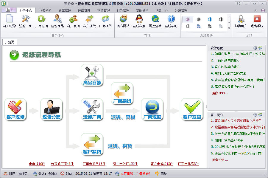 青丰售后返修管理系统