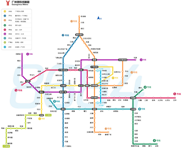 2017广州地铁高清新线路图