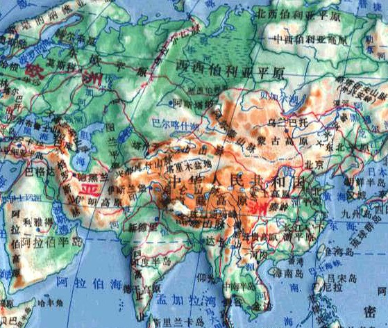 世界地形图高清中文版