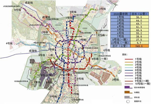 成都地铁2020年规划图运营图