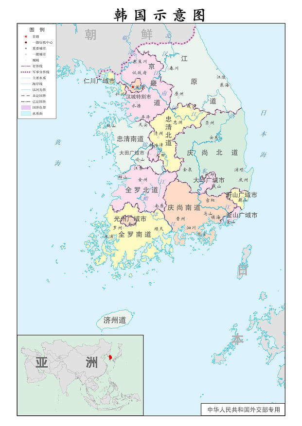 韩国地图中文版全图