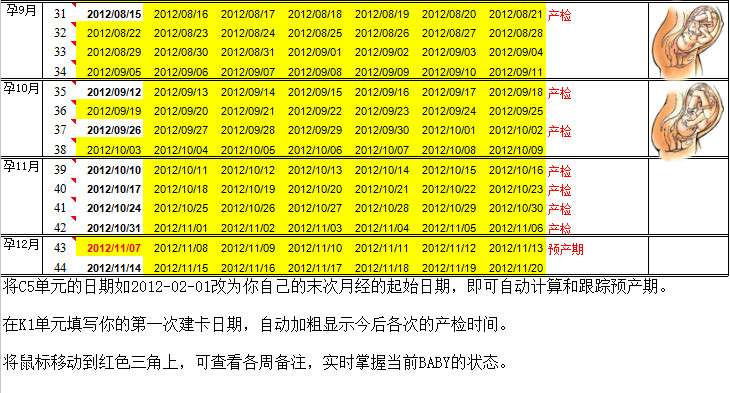 孕期万能表
