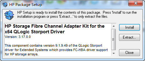 HP Storage Fibre Channel适配器驱动程序