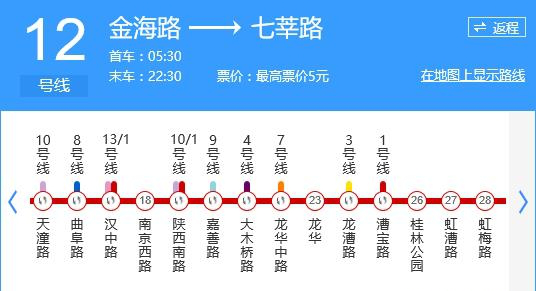 上海轨道交通12号线线路图最新版