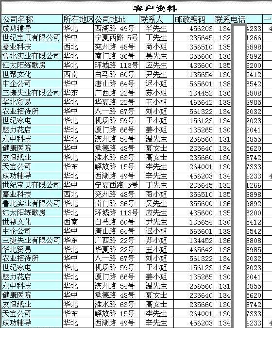 客户资料管理表格模板