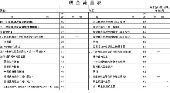 现金流量表模板