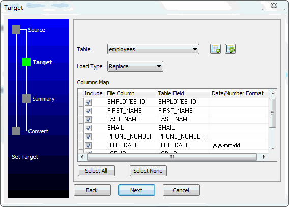 从Oracle Query To MySQL表导入数据 - 输入文件名