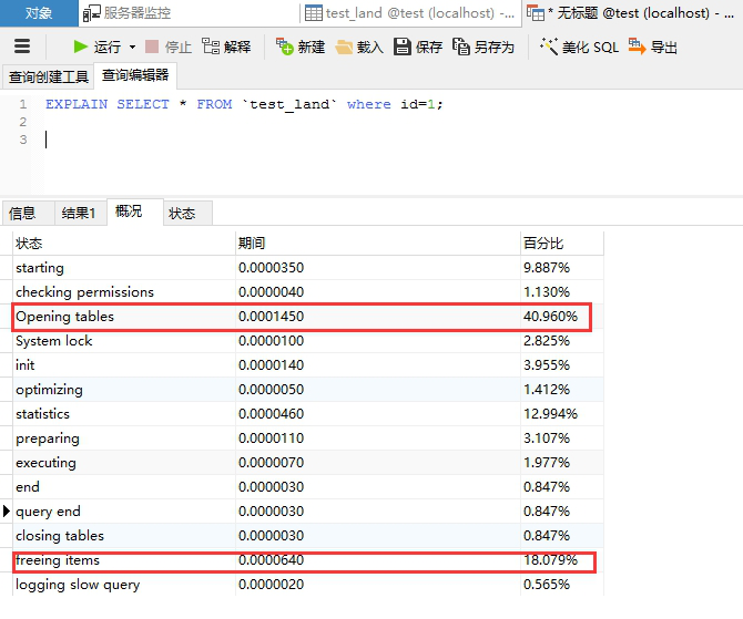 sql 耗时比例