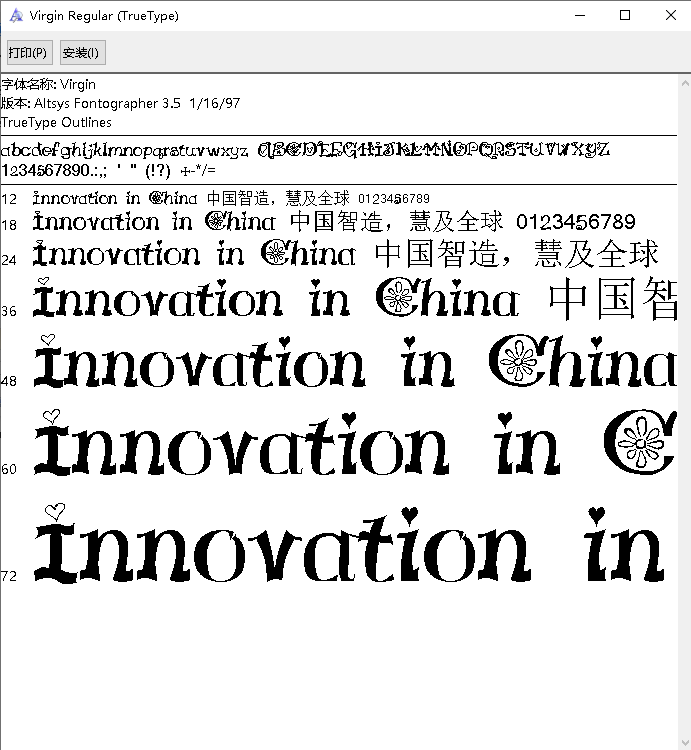 virgin英文字体安装