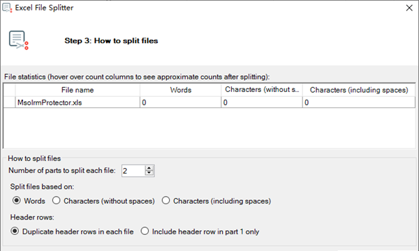 Excel File Splitter(Excel文件分割器)