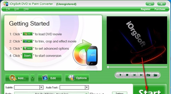 iOrgsoft DVD to Palm Converter(DVD转Palm转换器)